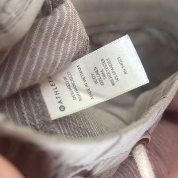 Athleta Bali Striped Linen Straight Leg Elastic waistband  Size 8 - Picture 6 of 6